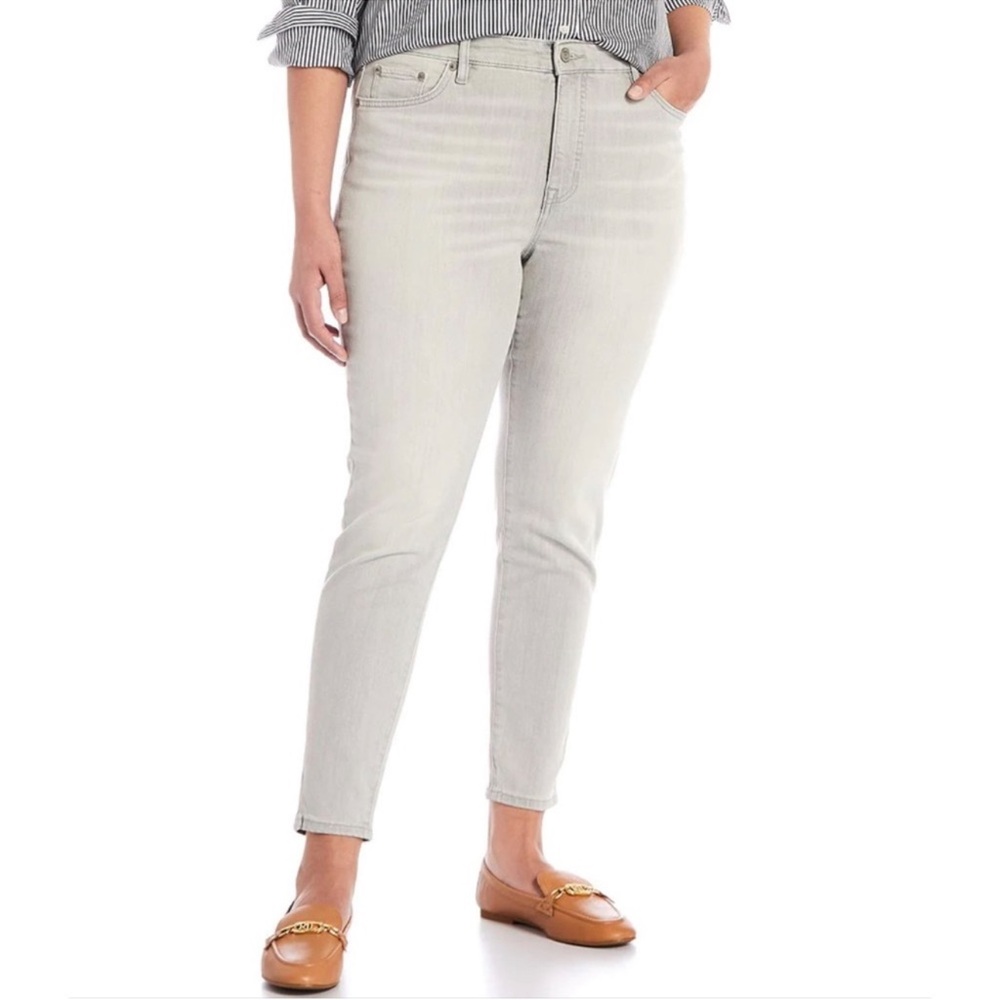 NWT Lauren Ralph Lauren High Rise Skinny Leg Ankle Jeans Soft Grey NEW Size 14